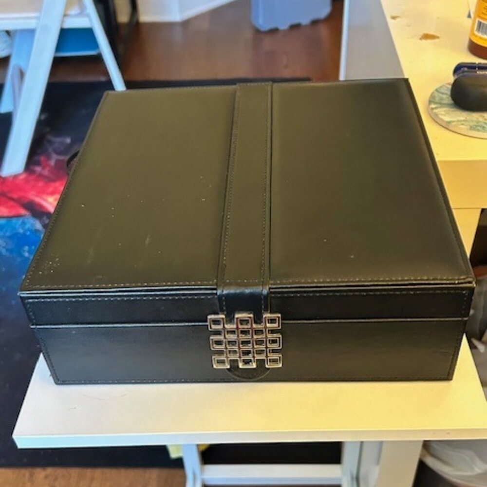 Beautiful Leatherette & Suede Two Layer with Mirror Bracelet Jewelry Box